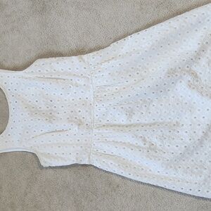White Sleeveless Eyelet Lined Dress - Medium